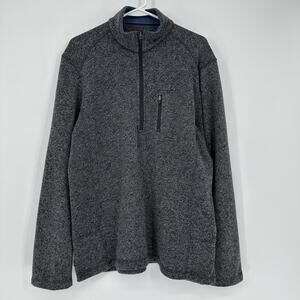 Woolrich Pullover Mens Large Gray Fleece Sweater Half Zip Outdoor Warm Lined